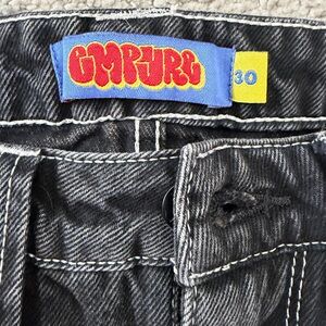 Empyre Washed Black Men's Cargo Jeans with White Contrast Stitching